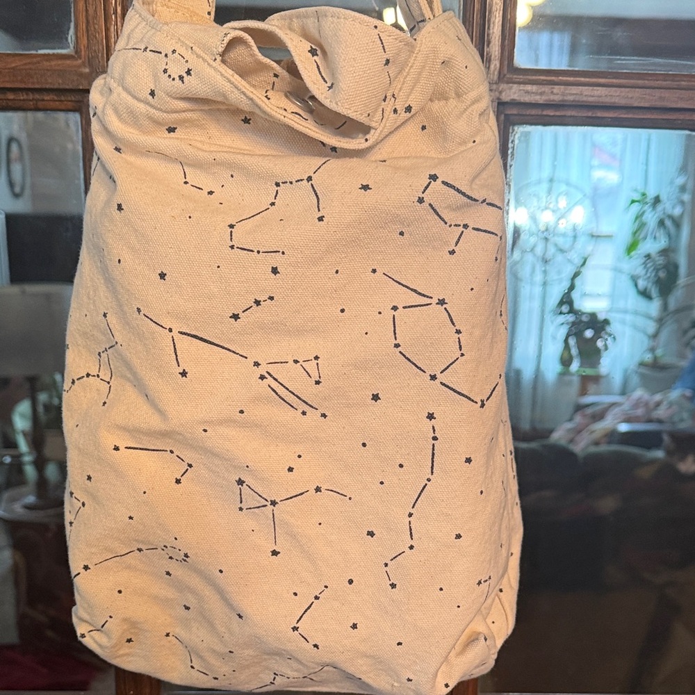 BAGGU White Tote with Constellation Design with inside pocket Adjustable Strap - Picture 5 of 5